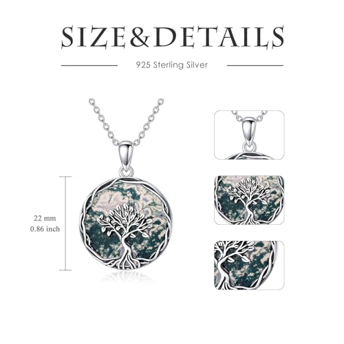 WSX Moss Agate Tree of Life Pendant Necklace for Women Sterling Silver Tree of Life Jewelry Gifts for Christmas Birthday Mother Day for Mom Daughter4