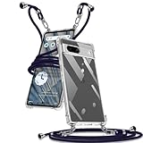 Google Pixel 7a ケース クリア ショルダー Google Pixel 7a スマホケース ピクセル7a カバー 肩掛け 斜めかけ 縄掛けケース 透明 薄型 軽量 TPU 携帯ケース 紐付き 斜めがけ 織りストラップ付き 長さ調整可能 取り外し可能 落下防止 紛失防止(ブルー)