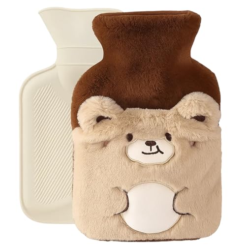 Kuschelige Wärmflasche Tier, Süße Kinderwärmflasche Als Kuscheltier, 500 Ml Flasche Mit Weichem Bezug, Sicher Und Auslaufsicher Für Kinder Und Erwachsene, Ideal Für Kalte Tage