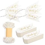 Lesnala 240Pcs Small Thank You Tags with String Gold Foil Personalized Label for Party Birthday Baby Shower Craftwork WeddingThanksgiving Gift Wrapping 2.75 X 1inch