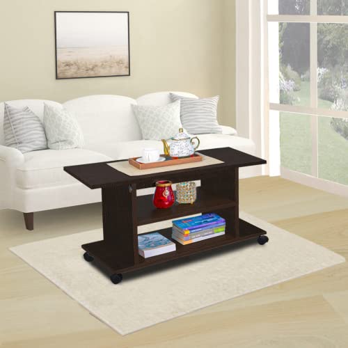 Image of DELITE KOM Bellis Engineered Wood Coffee Table for Living Room /Balcony /Office /Home /Outdoor, Tea Table (Flowery Wenge, 40 D x 80 W x 45 H)