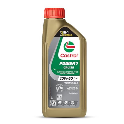 Image of Castrol POWER1 Cruise 20W-50 4T Synthetic Engine Oil for Bikes | With 3-in-1 Synthetic Technology | Meant for High Performance Bikes | BS VI Ready | 1 L