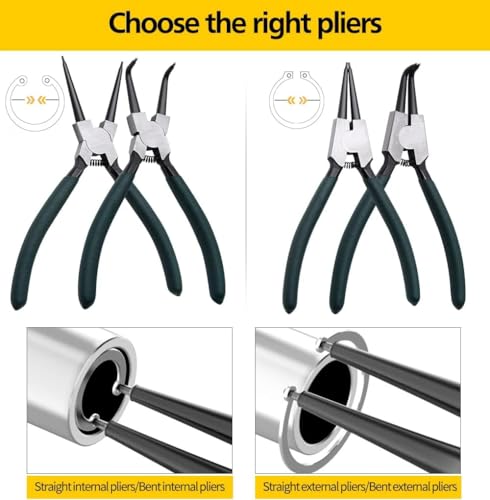 Image of 4pcs 7 inch Snap Ring Pliers with Storage Pouch, 5 /64in Tips