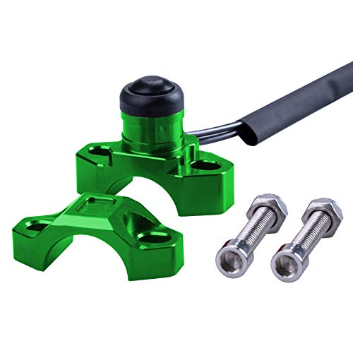 ORAEVY CNC Universal Motorcycle Engine Stop Start Kill Switch Button with Mounting Backplate Compatible with Kawasaki KX250 KX450F KLX110 - Green