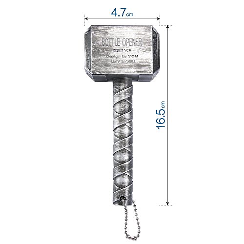 ALIXIN-Mjolnir Quake Beer Bottle Opener,Hammer of Thor Shaped Bottle Opener,Perfect voor Bar en Huishoudelijk Gebruik,Warhammer-Stijl Geweldig Cadeau voor Festival. (Zilver) - Image 3