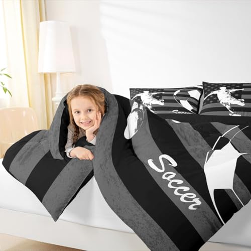 Image of Feelyou Soccer Comforter Set Twin Size 2 Pcs Kids Boys Girls