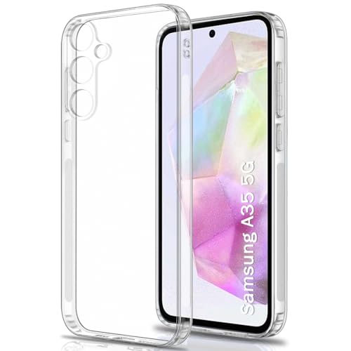 Image of TheGiftKart Back Cover Soft Case for Samsung Galaxy A35 5G | Best Camera Protection | Inbuilt Dust Plugs & Anti-Slip Grip | Ultra Clear Slim Back Cover Case for Samsung A35 5G (Silicone, Transparent)