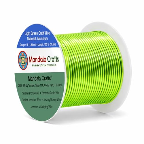 Image of Mandala Crafts 16 Gauge Light Green Anodized Aluminum Craft Wire, 100 FT | Colored, Flexible, Bendable, for Bonsai, Armature, Sculpting, Wire Wrapping, Jewelry Making, Weather & Tarnish Resistant