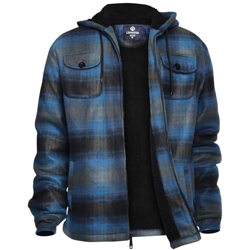 Image of LeeHanTon Mens Flannel Jacket Heavyweight Sherpa Fleece Jackets Outdoor Hiking Casual Soft Warm Coat with Pockets