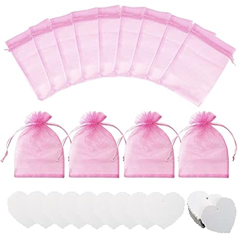 Niaciswe Bolsas Organza Rosa con Etiqueta de Regalo Cover