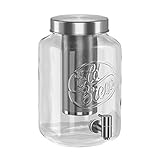 Kook 1 Gallon Mason Jar Drink Dispenser, Thick Glass Carafe, Stainless Steel Spigot and Mesh Filter, Premium Iced Coffee Maker, Cold Brew Pitcher & Tea Infuser