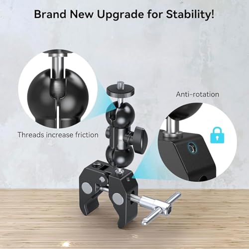 Image of PHOTOMAX Dual Ball Head Articulating Adjustable Arm with 1 /4 inch Tripod Screw Super Clamp for DSLR Camera (Dual Ball Head Magic Arm)