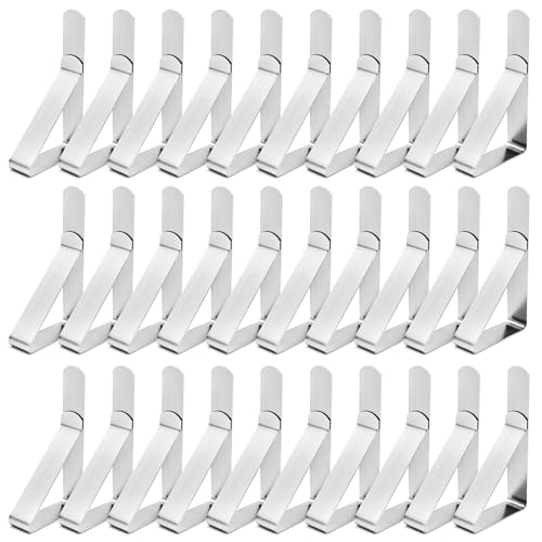 T-Antrix Tablecloth Clips 30 Packs Picnic Table Clips Flexible Stainless Steel Table Cloth Cover Clamps Table Cloth Holders Ideal for Picnics Marquees Weddings Graduation Party