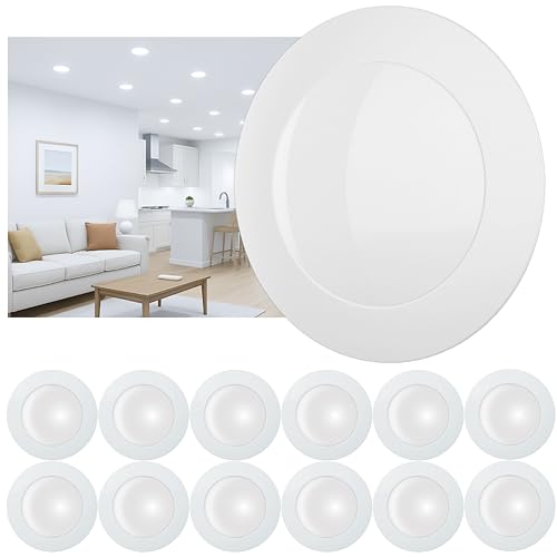 Chasikeo 12 Pack 6 Inch LED Disk Lights Dimmable Flush Mount Ceiling Disc Lights 5000K Daylight White 14.8W 1150LM UL/FCC/Energy Star Installs with J-Box or Recessed Can