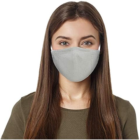 The Knitwear Lab 3D Comfort Reusable Face Mask with Filter Pocket and 8 Replaceable Filters Light Grey Cover