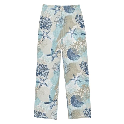 Boys' Pants Blue Algae Corals Seashells Long Bottoms Jogger Pants Elastic Waist Trousers with Pockets S-XL