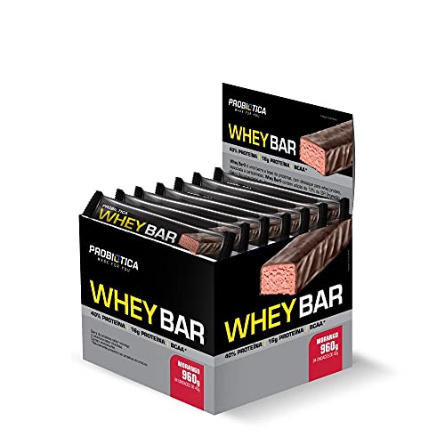Probiótica Whey Bar Low Carb (960G) Caixa 24 Unidades - Sabor Morango