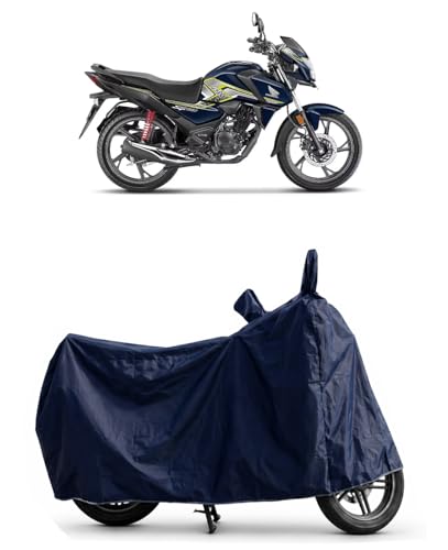 Image of Shield Heavy Duty Bike Cover for Honda Sp 125 | All-Season, Tear-Proof Fabric | with Side Mirror Pocket & Buckle Belt | Honda Sp 125 Bike Cover (Blue)