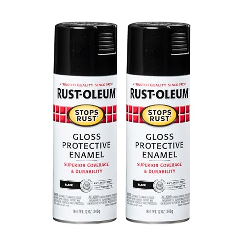 Image of Rust-Oleum 7779830 Stops Rust Spray Paint, 12 oz, Gloss Black, 2 Pack