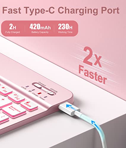 Image of Hamile for iPad 11th 10th Generation Case with Keyboard - 7 Colors Backlit Wireless Detachable Folio Keyboard Cover with Pencil Holder for iPad 11-inch A16 2025 10th Gen 10.9 Inch 2022 (Light Pink)