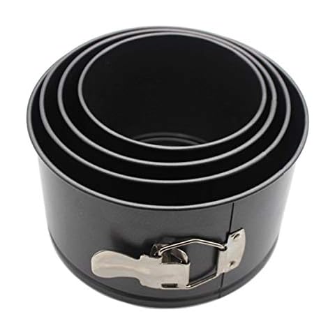 Falytemow Nonstick Leakproof Springform Pan with Removable Bottom Small Tall Round Cheesecake Pan Set of 4 (Black, 12cm + 14cm + 16cm + 18cm) Cover
