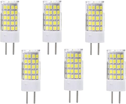 G4 Led Light Bulbs Dimmable G4 Bi-Pin Base 6W(Equivalent To 50W Halogen Replacement)Cool White 6000K Ceramic Base Led Corn Light For Home Lighting Bedroom, 64 Led 2835 Smd,Dimmable (Pack Of 6) #TOP29