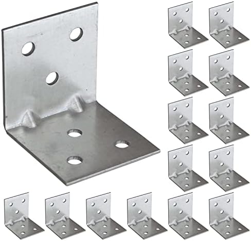 OMIdeas 15 x Angle Brackets (40 x 40 x 40) Corner Reinforced Metal Braces Wood Timber Galvanised Steel Sheet Connecting Joining Fixing L Repair Connector