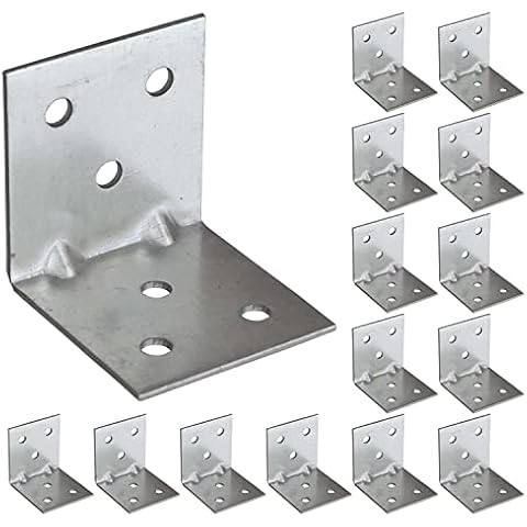 OMIdeas 15 x Angle Brackets (40 x 40 x 40) Corner Reinforced Metal Braces Wood Timber Galvanised Steel Sheet Connecting Joining Fixing L Repair Connector Cover