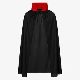 Capa Vampiro Drácula Halloween Unissex com Gola Vermelha Ajustável – Fantasia Infantil Juvenil Adulto para Festa Cosplay Teatro Baile Máscaras Acessório Noturno