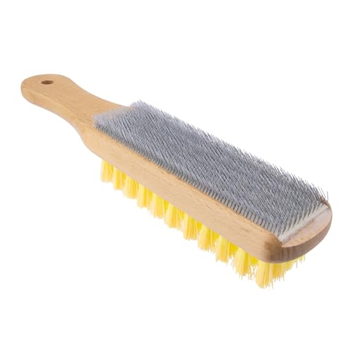 10-Inch File Card and Brush Wood Base with Handle for Grip Cleaning Tool