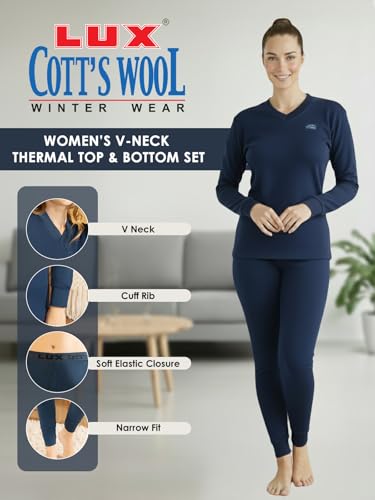 Image of Lux Cottswool Women's Upper and Lower Thermal Set | Thermal Set for Women