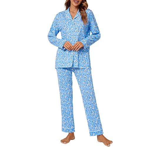 Image of Tugege Pajamas Set Long Sleeve Sleepwear Womens Button Down Nightwear Pj Sets