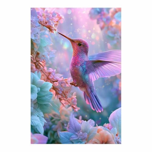 Art des colibris floraux sur toile multicolore et peinture murale moderne 40x60
