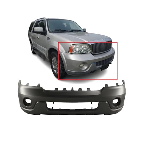 Image of Compatible with Lincoln Navigator 2003-2004 Front Bumper Cover | Primed, With Fog Light Holes, Without Parking Sensor Holes, Ready to Paint, OEM 2L7Z17D957EAA, FO1000525