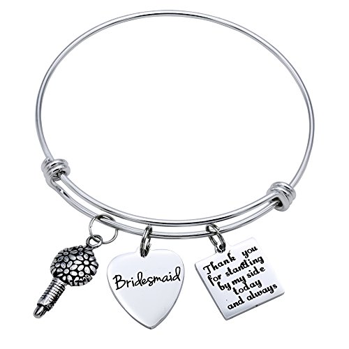 Melix Home Bridesmaid Gifts Ideas Bracelet Thank You for Standing by My Side Today and Always Gifts for Women Best Friend Bangle (Grey)