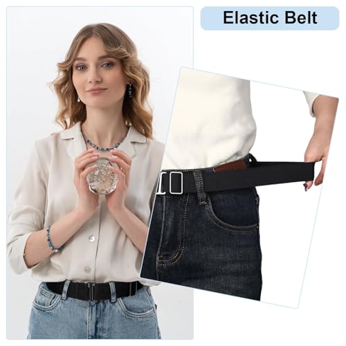2Pcs Elastic Belts for Women, Sweater Belt for Tucking, Stretch Waist Belt with Flat Buckle Invisible Adjustable3