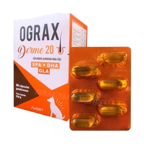 Ograx Derme 20 Suplemento DHA EPA GLA AL Cães 30 Cápsulas Avert