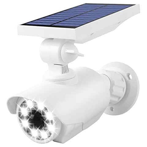 BAITAI Outdoor Solar Security Light with Motion Sensor,Solar Powered Wall Lights with Fake Security Camera,800-Lumen 8 LED with Red Flashing Warning Light for Garden Driveway Patio Yard Path Porch Cover