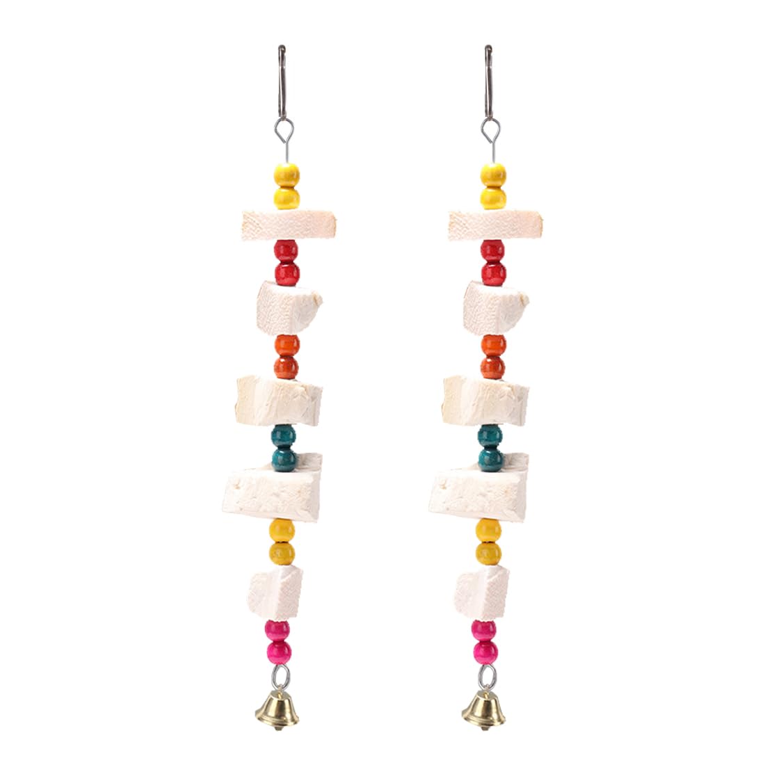 GXGM Set di 2 giocattoli da masticare per uccelli grandi pietra di calcio con campanelle per la limatura del becco accessori per gabbie parrocchetti pappagalli criceti cincillà conigli coniglietti
