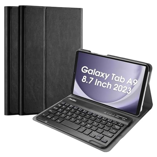 ProCase Capa com teclado para Galaxy Tab A9 2023 2023 SM-X110/X115/X117, capa protetora com teclado sem fio destacável para Galaxy Tab A9 2023 de 22.1 cm – Preto