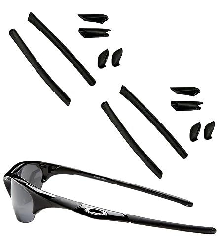 Image of 2 Pairs Replacement Rubber Kit Earsocks Nose Pads for Oakley Half Jacket /Half Jacket XLJ Sunglasses Frame, Black Ear Temple Sleeve Set