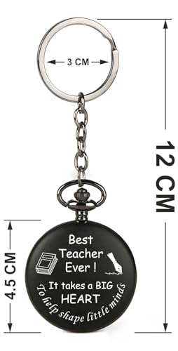 Image of Vintage Gandhi Style Pocket Watch with Engraved Designs & Messages Royal Black Analog for Men Women & Kids Includes Key Ring for car or Bike Keys Ideal Gift