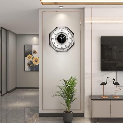 Image of Wall Clock Stylish Metal Analog Wall Clock for Living Room, Bedroom, Office, Kitchen, Home and Hall | Antique Fancy Big Size Modern Wall Watch (Black(ST-26), 50 CM)