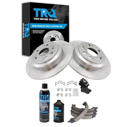 Image of TRQ Rear Brake Pad & Rotor Kit Semi-Metallic Compatible with 2010-2011 Honda Accord Crosstour 2012-2015 Crosstour