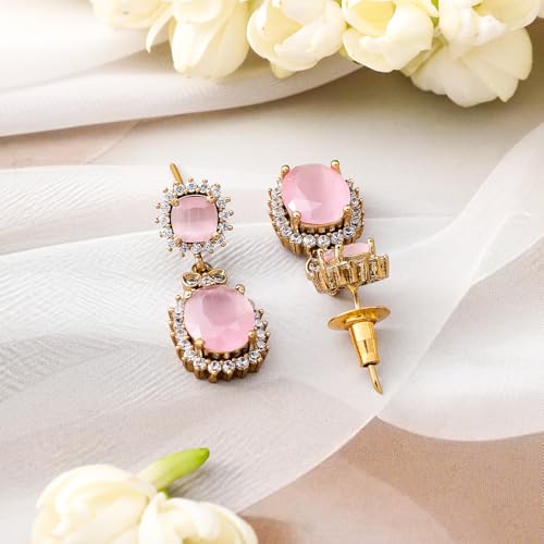 Image of Rubans Necklace Set Gold Plated American Diamomd Stylish Jewellery Gift for Women & Girls