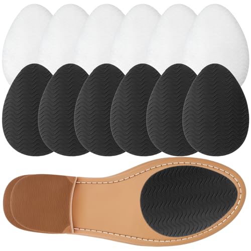 Image of Kifmurase 12Pcs Black Non-Slip Shoe Pads, Thickened Non-Skid Rubber Protector on Bottom of Shoes for Heel, Noise Reduction Shoe Cushion Self-Adhesive Anti-Slip Sole Sticker for Women Men (Black+Clear)