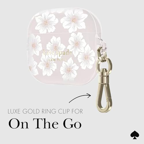 Image of kate spade new york AirPods Pro Protective Case with Keychain Ring - Hollyhock Cream, Compatible with AirPods Pro 2nd / 1st Generation