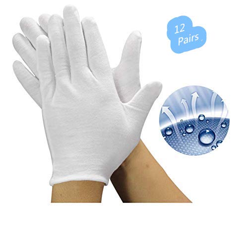 12 Pairs White Cotton Gloves 7.5" Medium Size,CST, film, coins, CD/DVD, Handling Gloves