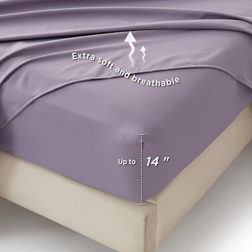 Image of Bedsure Floral Grayish Purple Comforter Set, King Bedding Sets, 7 Piece | Bed in a Bag, Comforters, Bedroom, Reversible, Fluffy, Whisper-Quiet, All-Season, Polyester, Easy Care, Botanical-Chic, OEKO