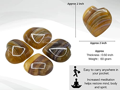 Image of Crystal Heaven Fluorite Heart Palm Pebbles Stones For Anxiety Stress Relief Massage-Aaa Grade Original Healing Gemstone Agate Heart Palm Stone For Yoga Meditation Spiritual